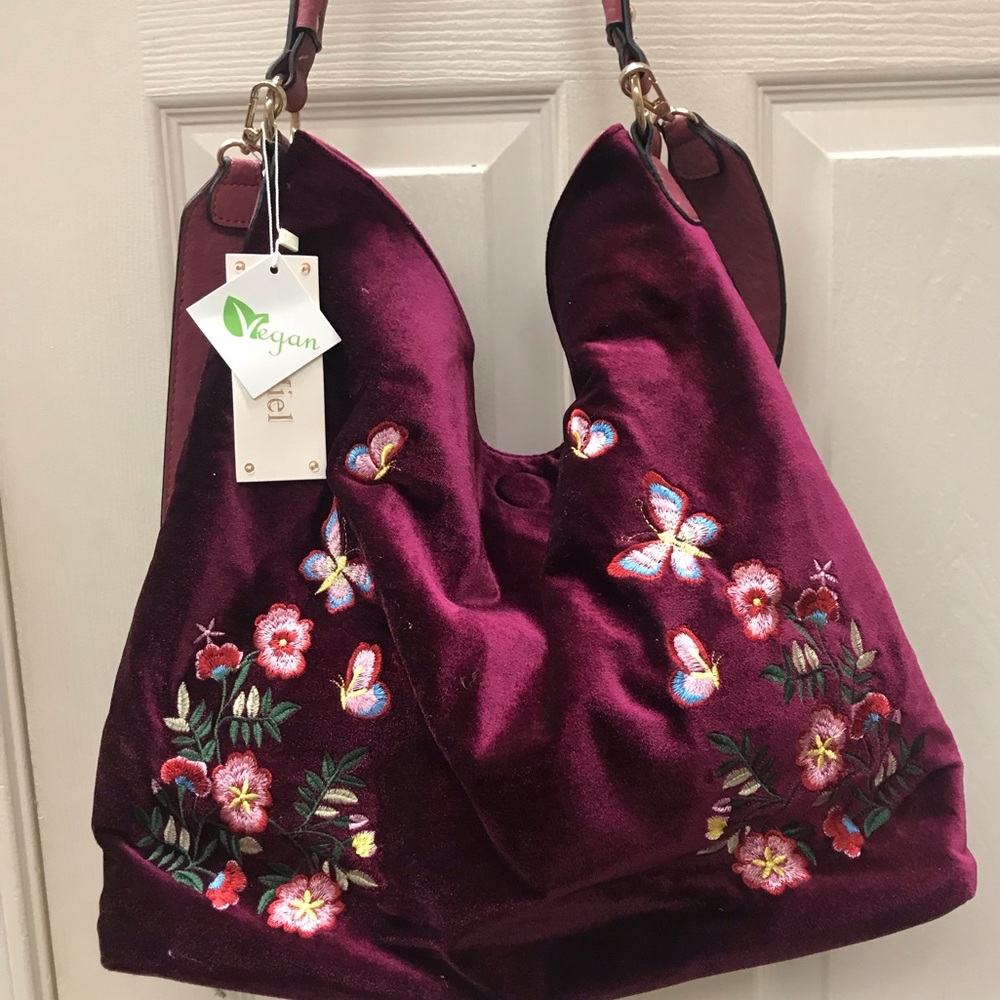 Velvet slouch hobo bag